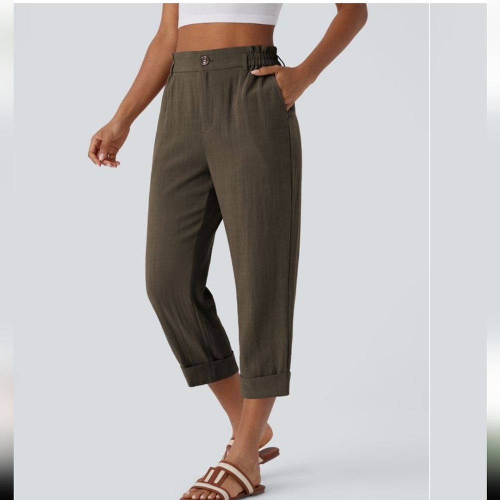 HALARA Cropped Rayon Nylon High Waist Pants